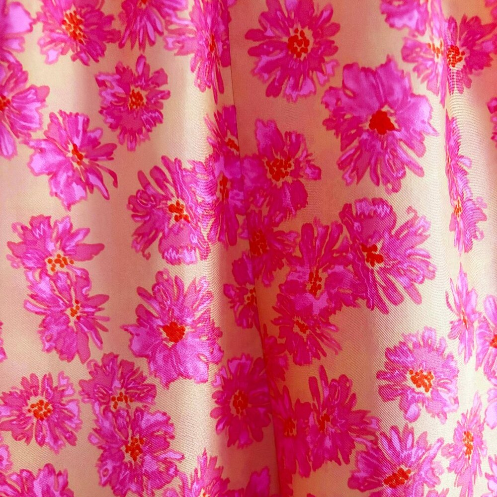 Ann Taylor Floral Silk Scarf in Fuchsia Pink and Light Orange - Picture 7 of 7